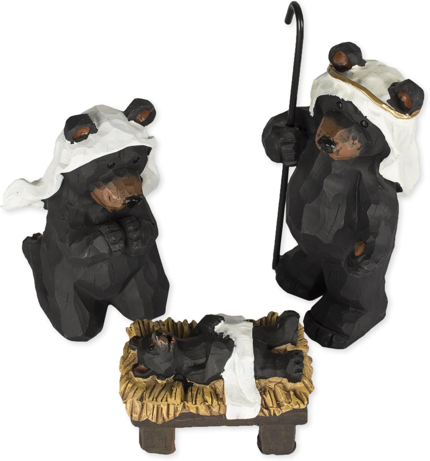 Black Bear Nativity Set 3 Pc Figurine Set