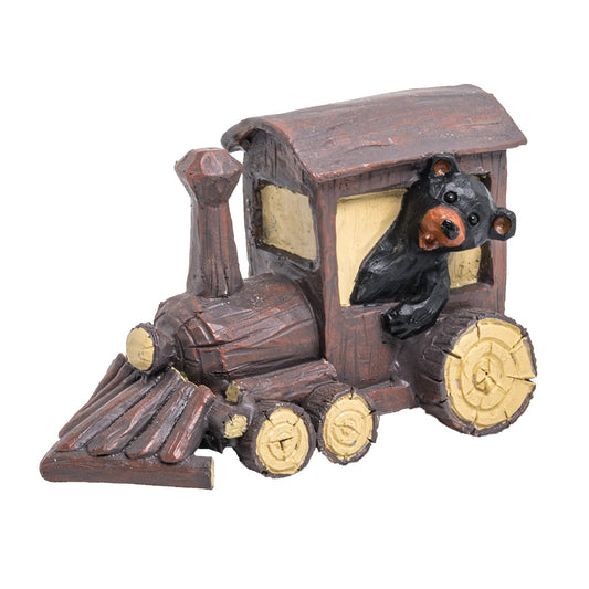 Bear Engineer in Train Engine Figurine